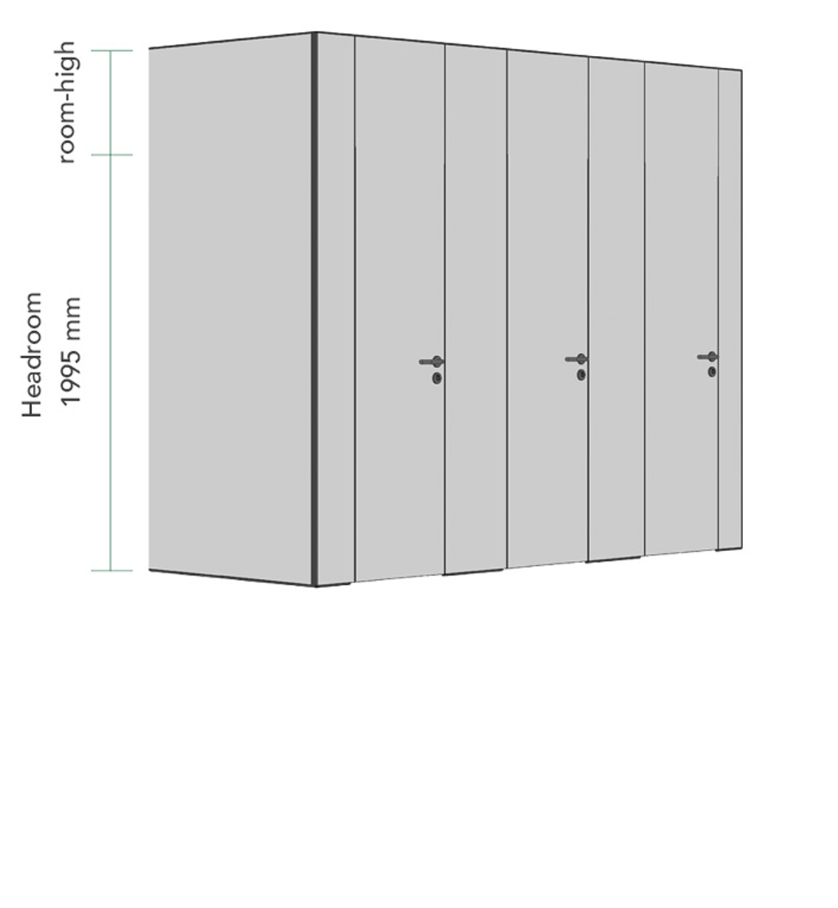 Room-high doors and front parts